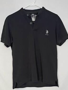 EUC U.S. Polo Assn. Denim Co Men's Black Short-Sleeve Polo Shirt Size Small